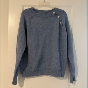 Women’s Blue Button-Shoulder Sweater